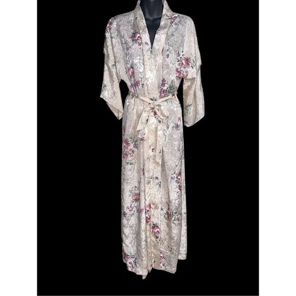 Beautiful VINTAGE EXPRESSIONS BY CALIFORNIA DYNASTY FLORAL VINTAGE ROBE with BEL - Picture 1 of 15